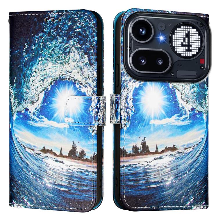 For Nothing Phone 4a Pro Colored Drawing Pattern Plain Weave Leather Phone Case