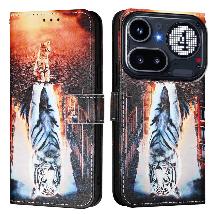 For Nothing Phone 4a Pro Colored Drawing Pattern Plain Weave Leather Phone Case