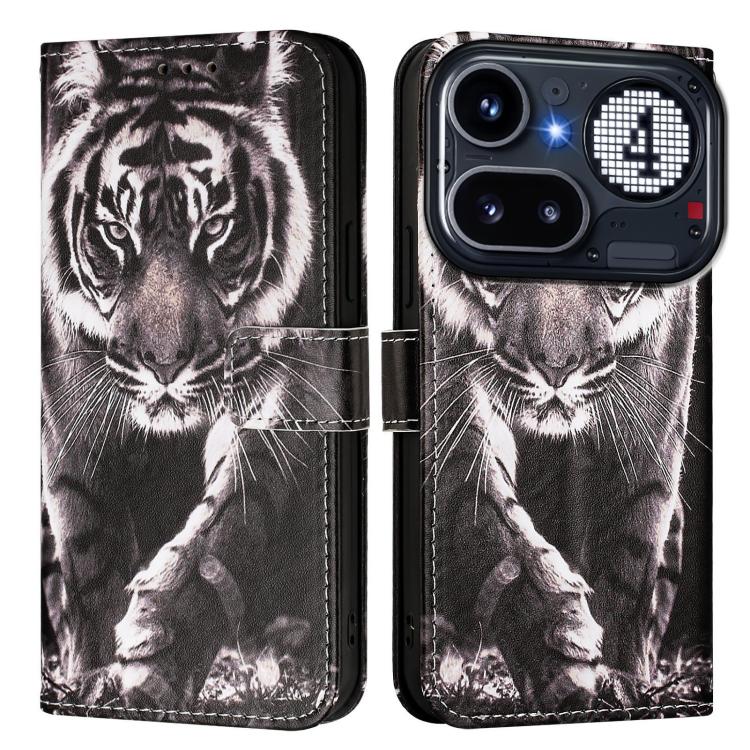 For Nothing Phone 4a Pro Colored Drawing Pattern Plain Weave Leather Phone Case