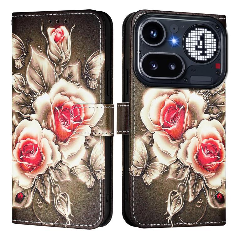 For Nothing Phone 4a Pro Colored Drawing Pattern Plain Weave Leather Phone Case