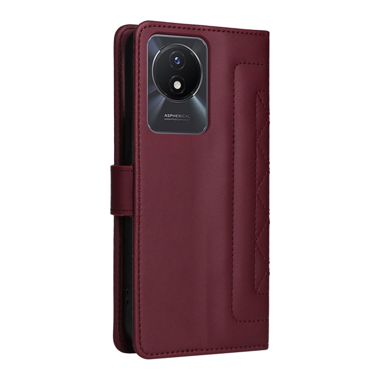 For vivo Y02 Diamond Lattice Leather Flip Phone Case