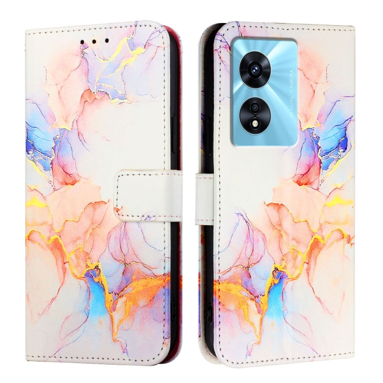 For OPPO A77 5G / A97 5G PT003 Marble Pattern Flip Leather Phone Case