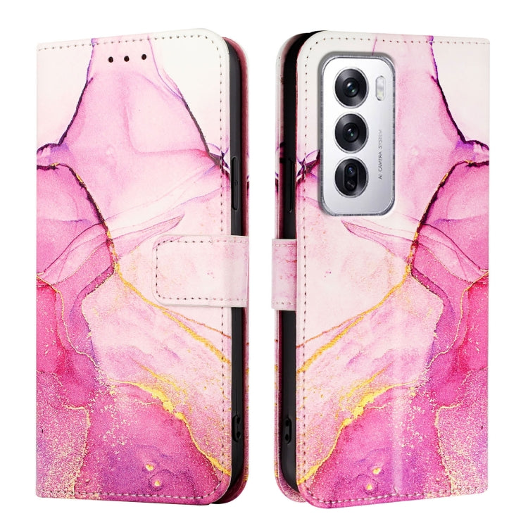 For OPPO Reno12 Global PT003 Marble Pattern Flip Leather Phone Case