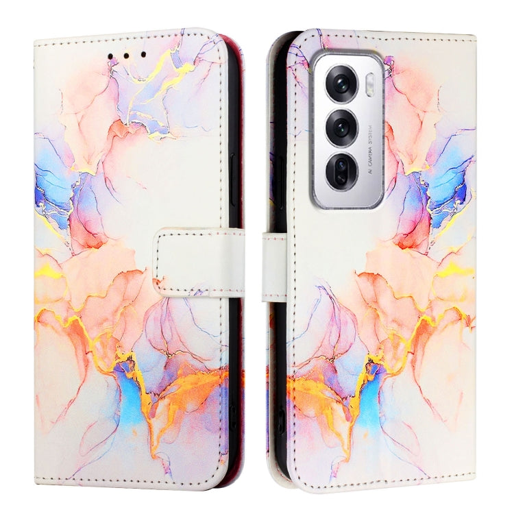For OPPO Reno12 Global PT003 Marble Pattern Flip Leather Phone Case