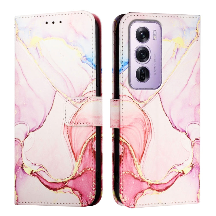 For OPPO Reno12 Pro Global PT003 Marble Pattern Flip Leather Phone Case
