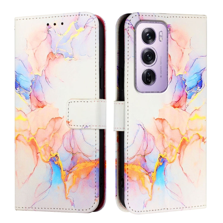 For OPPO Reno12 Pro Global PT003 Marble Pattern Flip Leather Phone Case