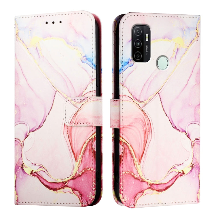 For OPPO A32 2020 4G / A53 2020 4G PT003 Marble Pattern Flip Leather Phone Case