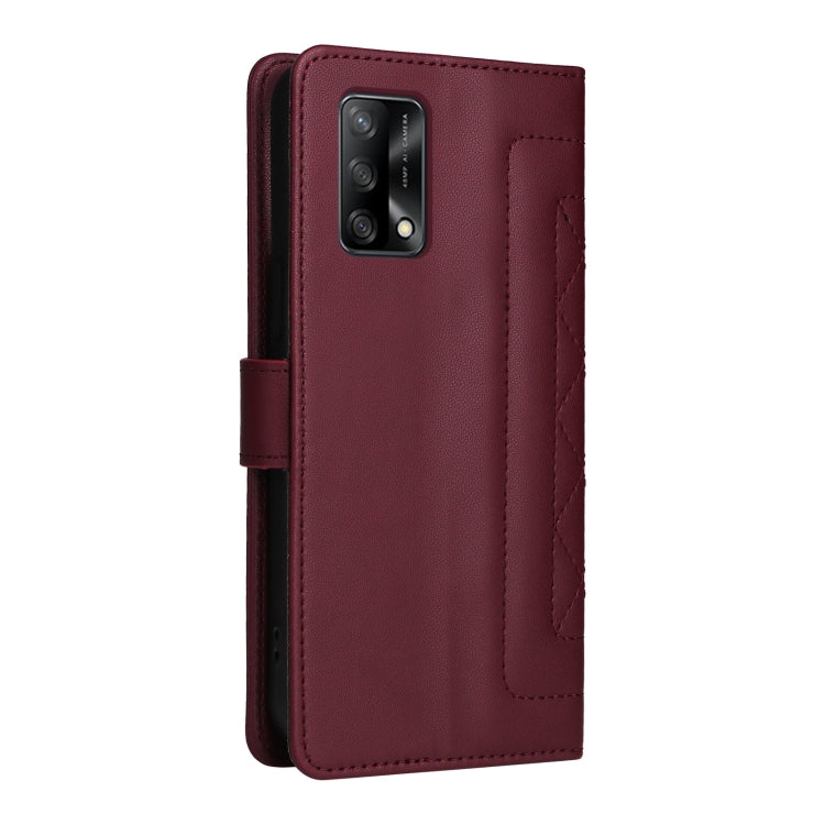 For OPPO A74 / A95 4G / F19 Diamond Lattice Leather Flip Phone Case