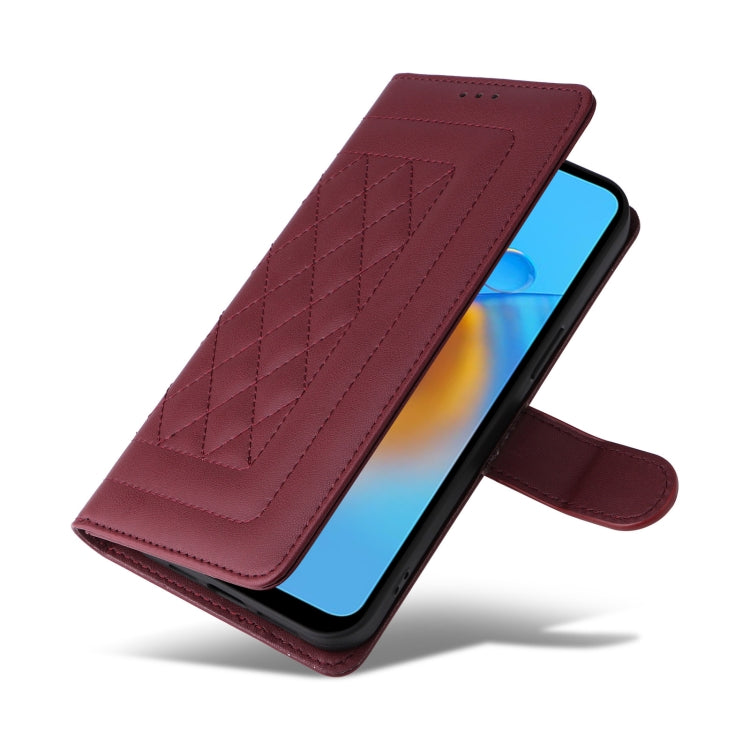 For OPPO A74 / A95 4G / F19 Diamond Lattice Leather Flip Phone Case