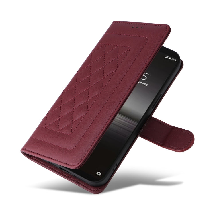 For Sony Xperia 1 II Diamond Lattice Leather Flip Phone Case