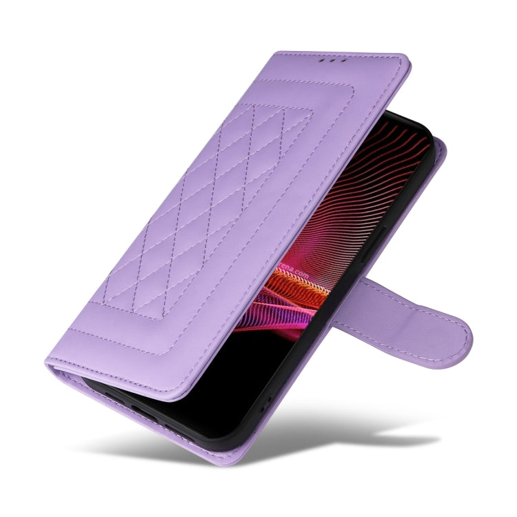 For Sony Xperia 1 III Diamond Lattice Leather Flip Phone Case
