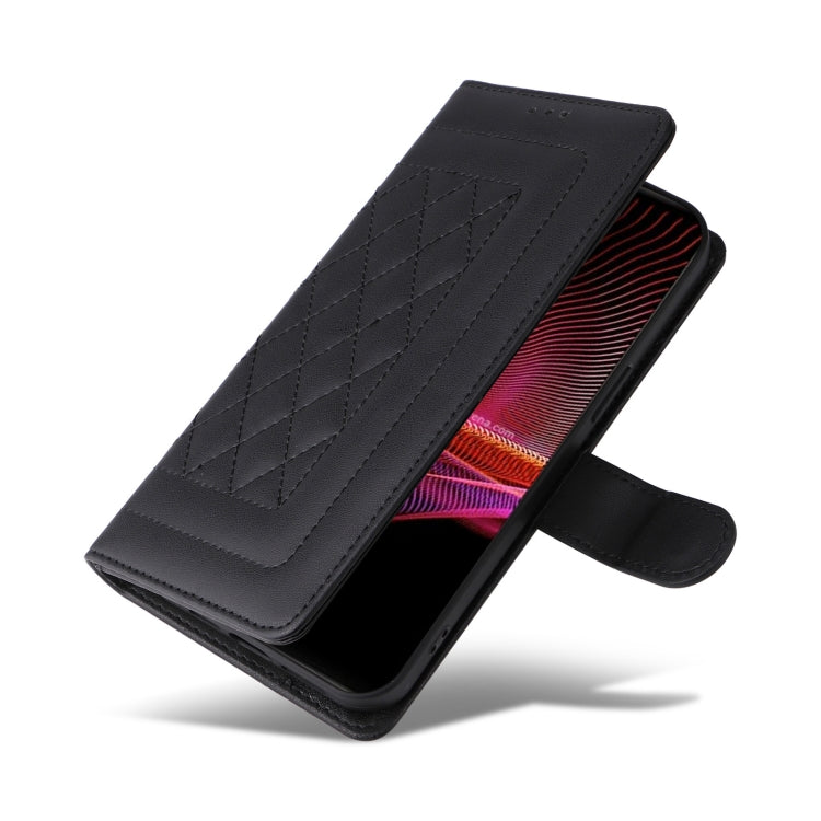 For Sony Xperia 1 III Diamond Lattice Leather Flip Phone Case