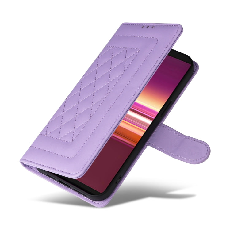 For Sony Xperia 5 Diamond Lattice Leather Flip Phone Case