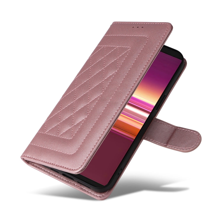 For Sony Xperia 5 Diamond Lattice Leather Flip Phone Case