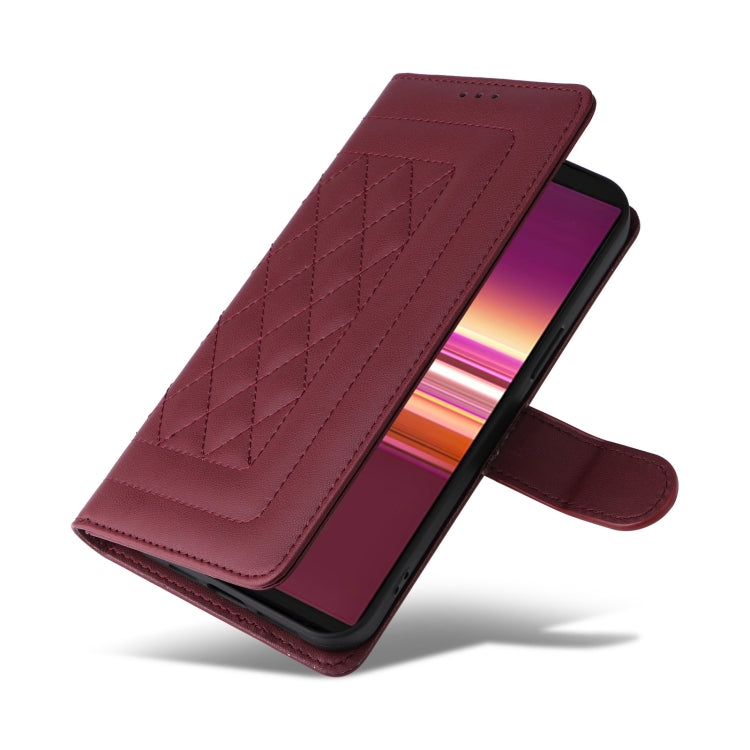 For Sony Xperia 5 Diamond Lattice Leather Flip Phone Case