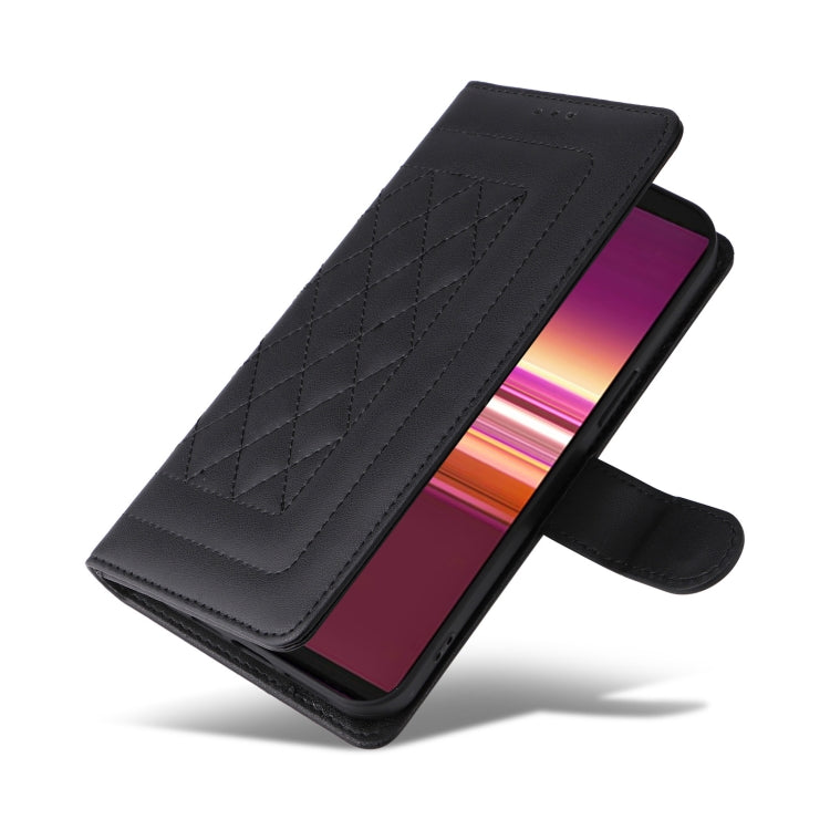 For Sony Xperia 5 Diamond Lattice Leather Flip Phone Case