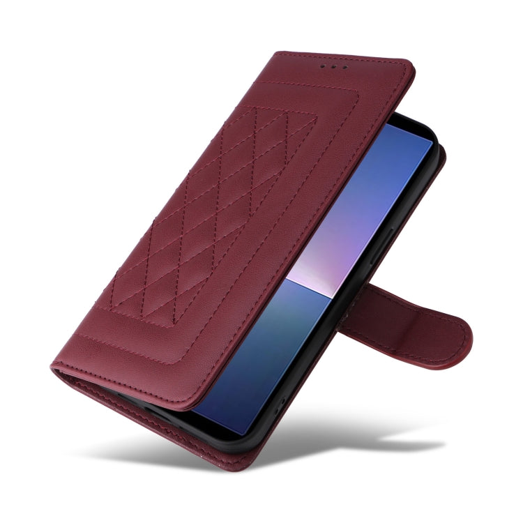 For Sony Xperia 5 V Diamond Lattice Leather Flip Phone Case