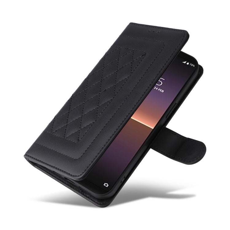 For Sony Xperia 10 II Diamond Lattice Leather Flip Phone Case