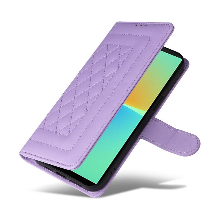 For Sony Xperia 10 IV Diamond Lattice Leather Flip Phone Case