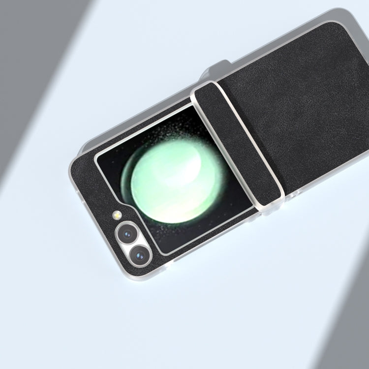 For Samsung Galaxy Z Flip5 5G PU Leather Frosted Transparent Edge Phone Case