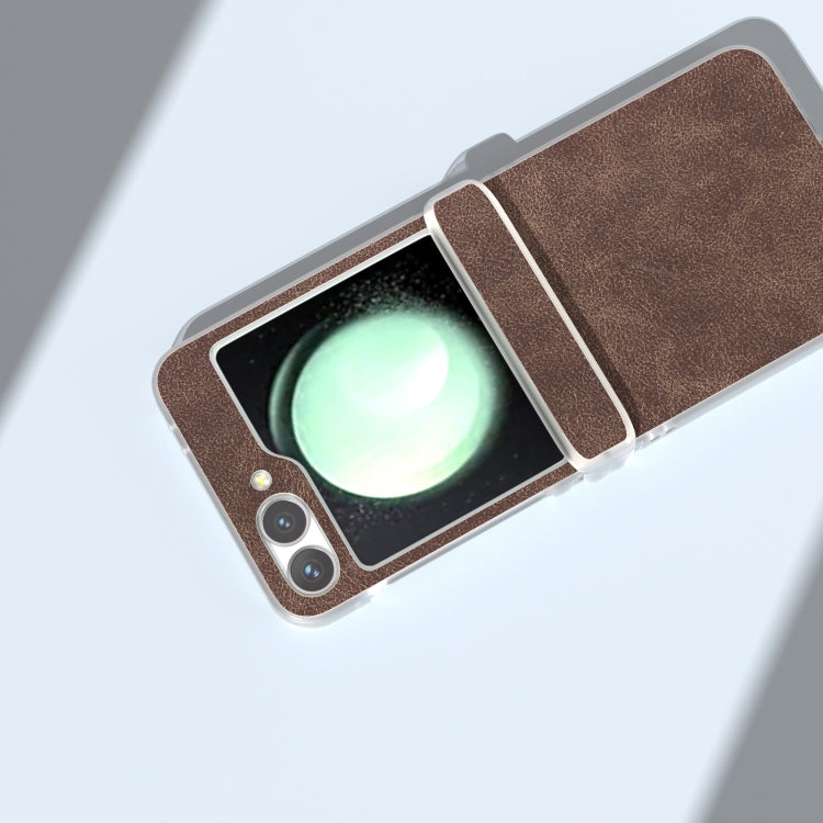 For Samsung Galaxy Z Flip5 5G PU Leather Frosted Transparent Edge Phone Case
