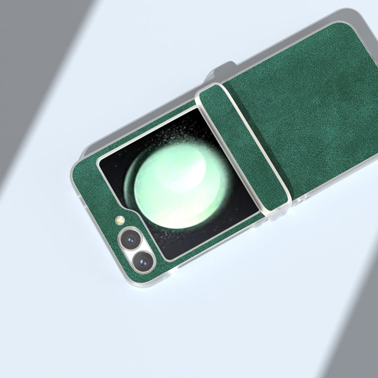 For Samsung Galaxy Z Flip5 5G PU Leather Frosted Transparent Edge Phone Case