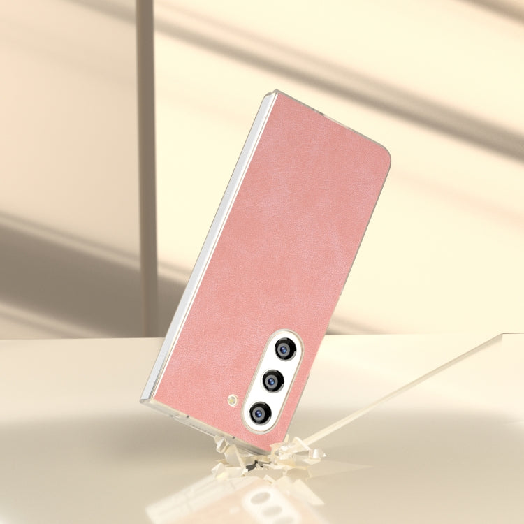 For Samsung Galaxy Z Fold5 5G PU Leather Frosted Transparent Edge Phone Case