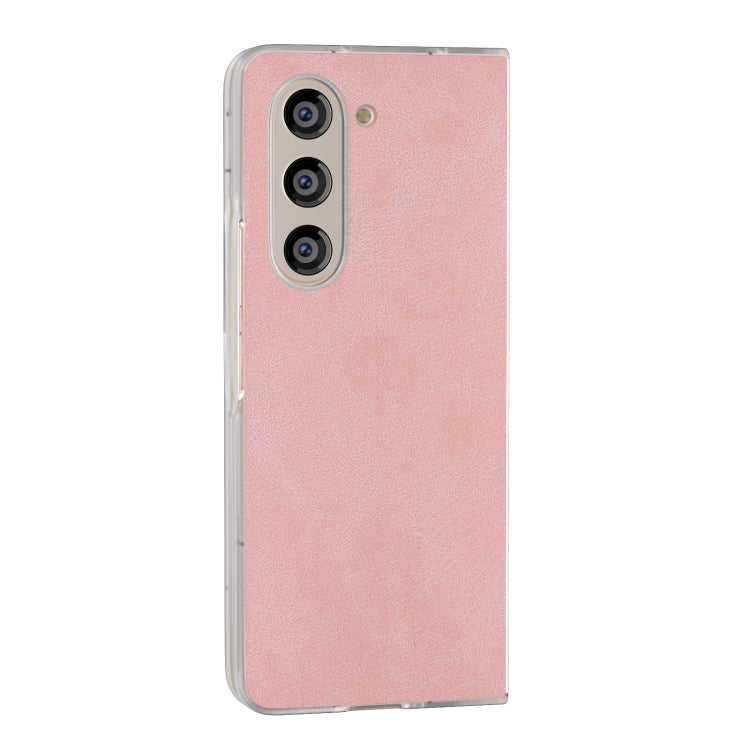 For Samsung Galaxy Z Fold5 5G PU Leather Frosted Transparent Edge Phone Case