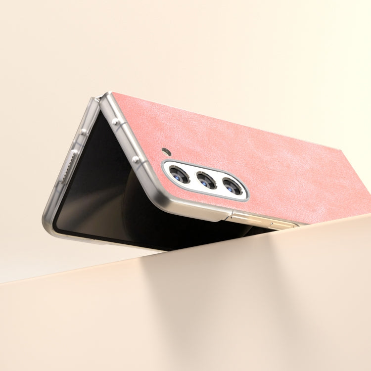 For Samsung Galaxy Z Fold5 5G PU Leather Frosted Transparent Edge Phone Case