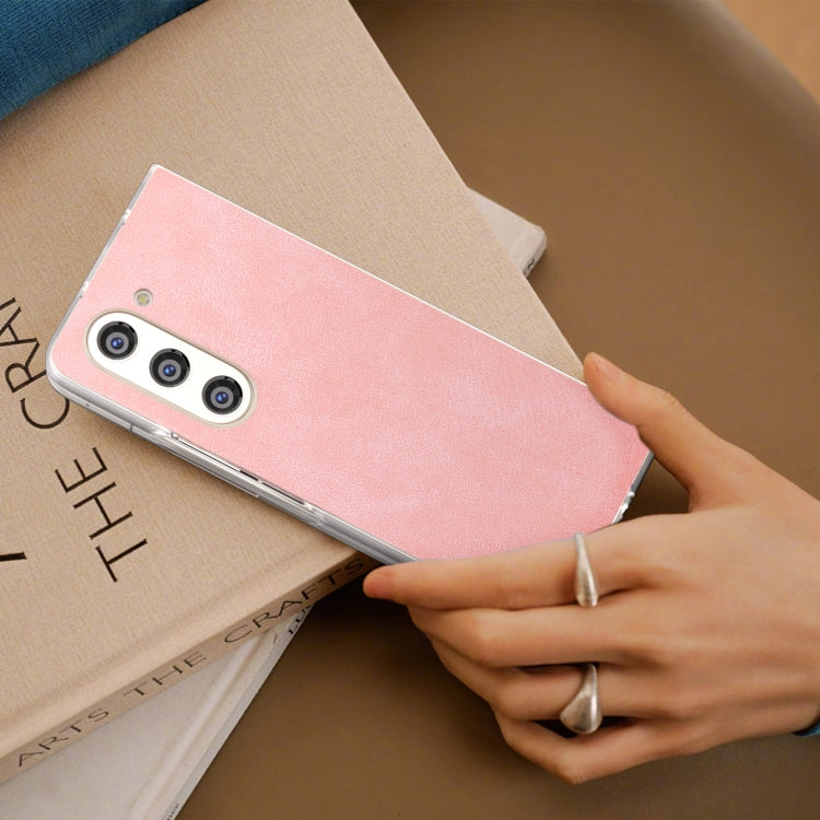 For Samsung Galaxy Z Fold5 5G PU Leather Frosted Transparent Edge Phone Case