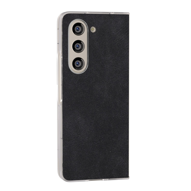 For Samsung Galaxy Z Fold5 5G PU Leather Frosted Transparent Edge Phone Case