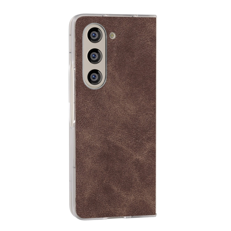 For Samsung Galaxy Z Fold5 5G PU Leather Frosted Transparent Edge Phone Case
