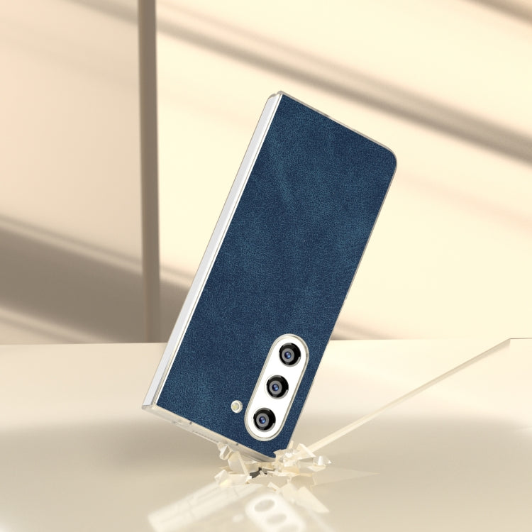 For Samsung Galaxy Z Fold5 5G PU Leather Frosted Transparent Edge Phone Case