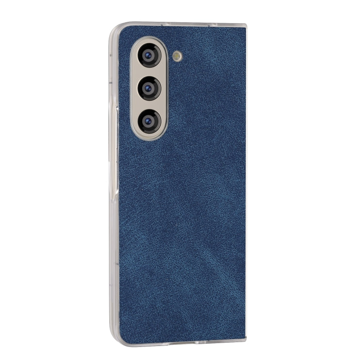 For Samsung Galaxy Z Fold5 5G PU Leather Frosted Transparent Edge Phone Case