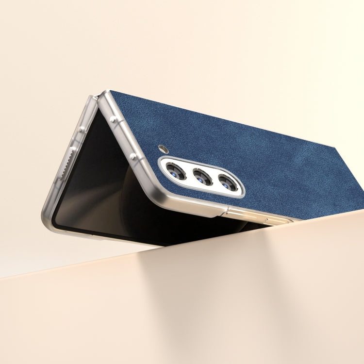 For Samsung Galaxy Z Fold5 5G PU Leather Frosted Transparent Edge Phone Case