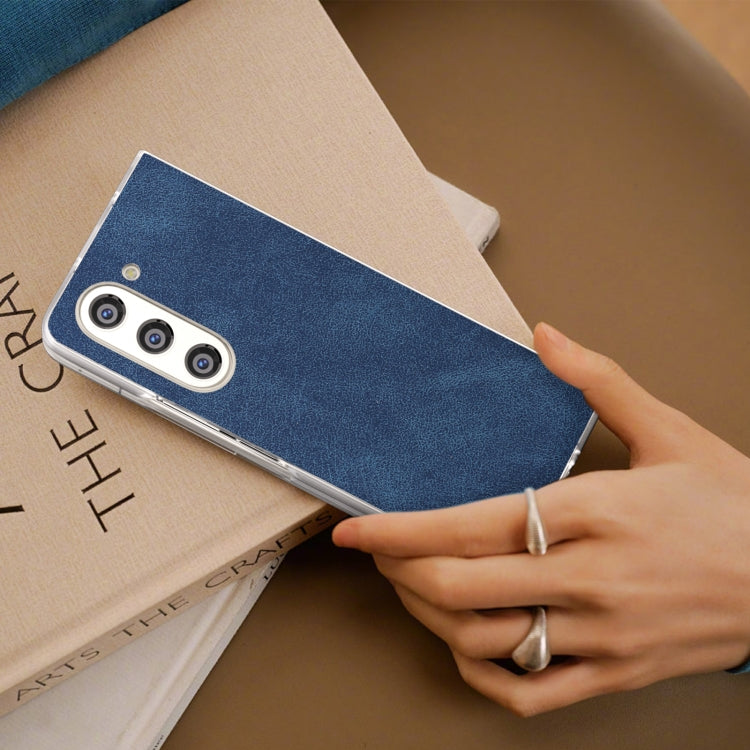 For Samsung Galaxy Z Fold5 5G PU Leather Frosted Transparent Edge Phone Case