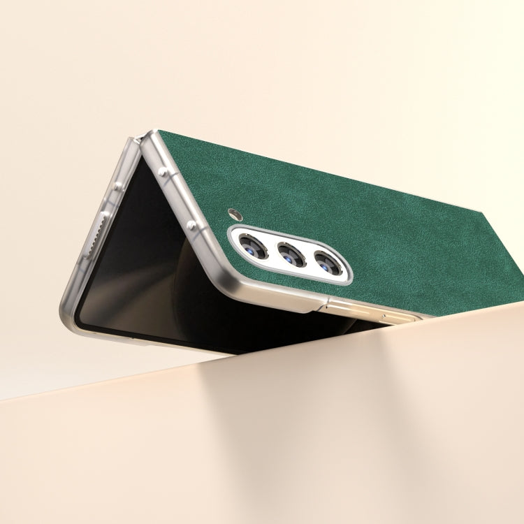 For Samsung Galaxy Z Fold5 5G PU Leather Frosted Transparent Edge Phone Case