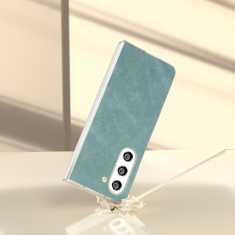 For Samsung Galaxy Z Fold5 5G PU Leather Frosted Transparent Edge Phone Case