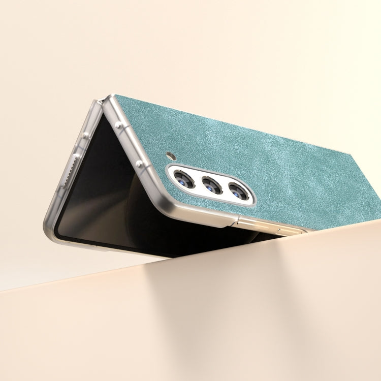 For Samsung Galaxy Z Fold5 5G PU Leather Frosted Transparent Edge Phone Case