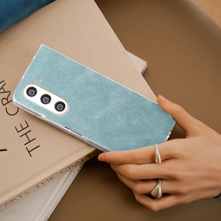 For Samsung Galaxy Z Fold5 5G PU Leather Frosted Transparent Edge Phone Case