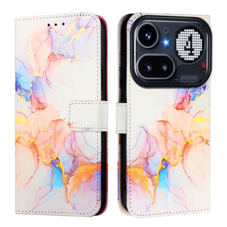 For Nothing Phone 4a Pro PT003 Marble Pattern Flip Leather Phone Case