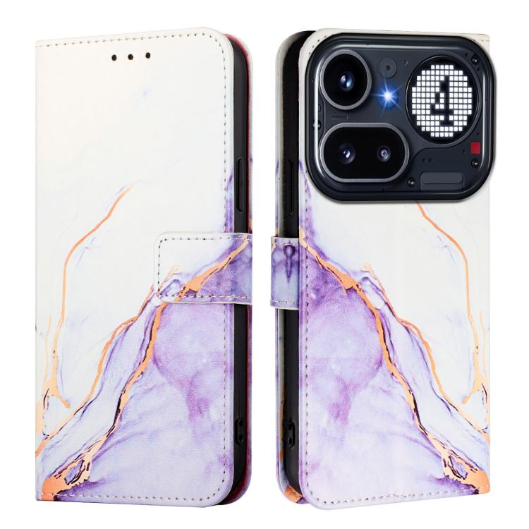 For Nothing Phone 4a Pro PT003 Marble Pattern Flip Leather Phone Case