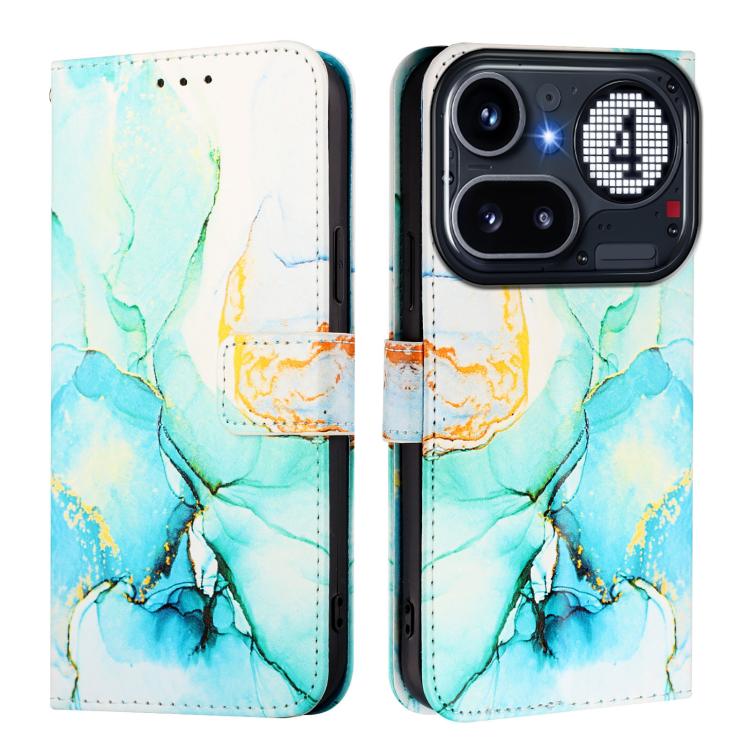 For Nothing Phone 4a Pro PT003 Marble Pattern Flip Leather Phone Case