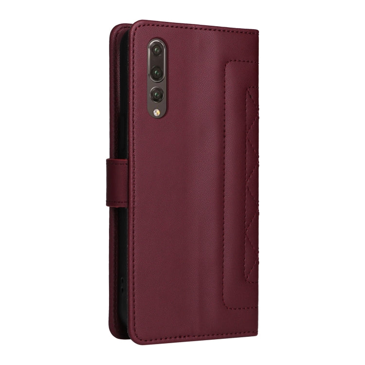 For Huawei P20 Pro Diamond Lattice Leather Flip Phone Case