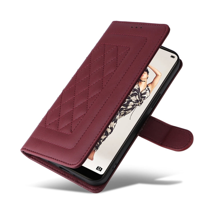 For Huawei P20 Pro Diamond Lattice Leather Flip Phone Case