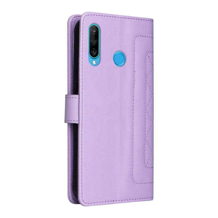 For Huawei P30 Lite Diamond Lattice Leather Flip Phone Case