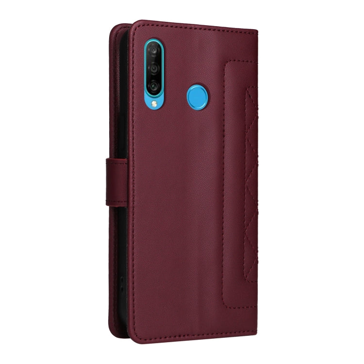 For Huawei P30 Lite Diamond Lattice Leather Flip Phone Case