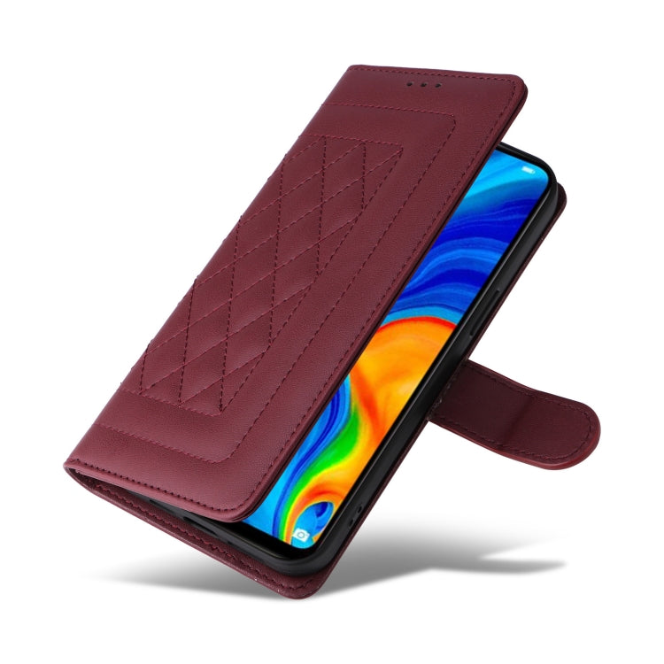 For Huawei P30 Lite Diamond Lattice Leather Flip Phone Case