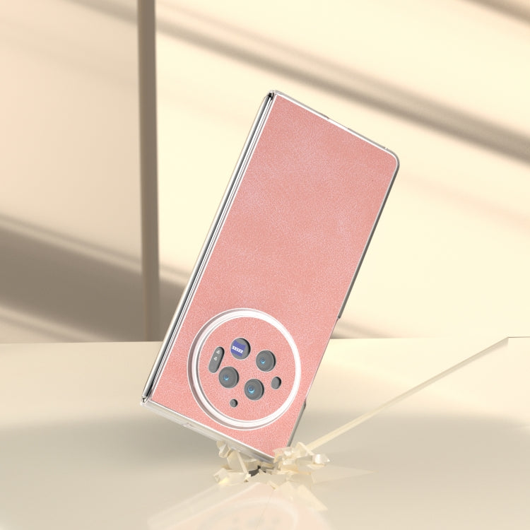 For vivo X Fold3 PU Leather Frosted Transparent Edge Phone Case