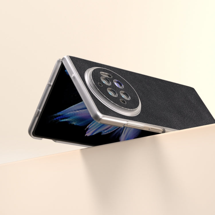 For vivo X Fold3 PU Leather Frosted Transparent Edge Phone Case